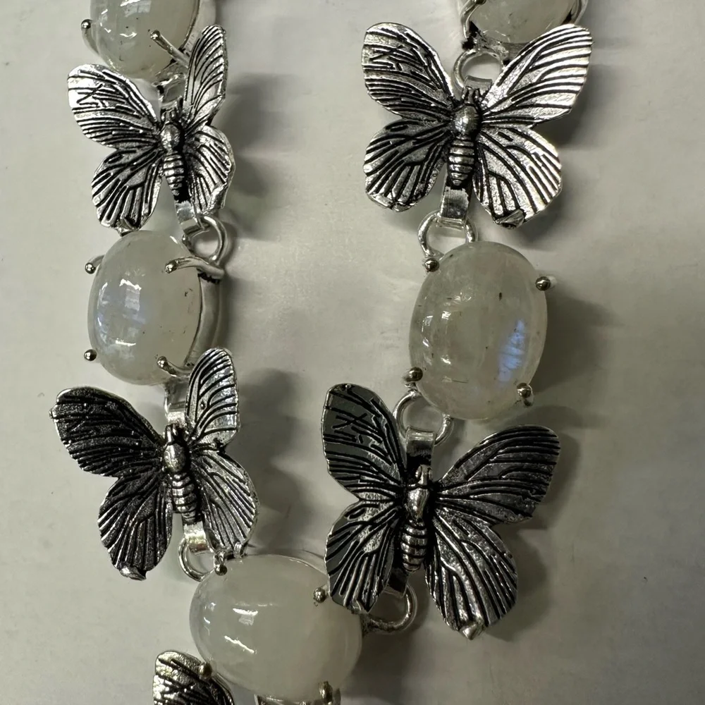 0116 Rainbow Moonstone Ethnic Handmade Necklace Silver Gemstone Jewelry - Picture 10 of 11